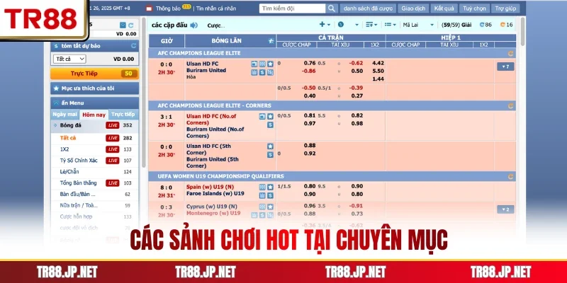 Các sảnh chơi hot tại chuyên mục